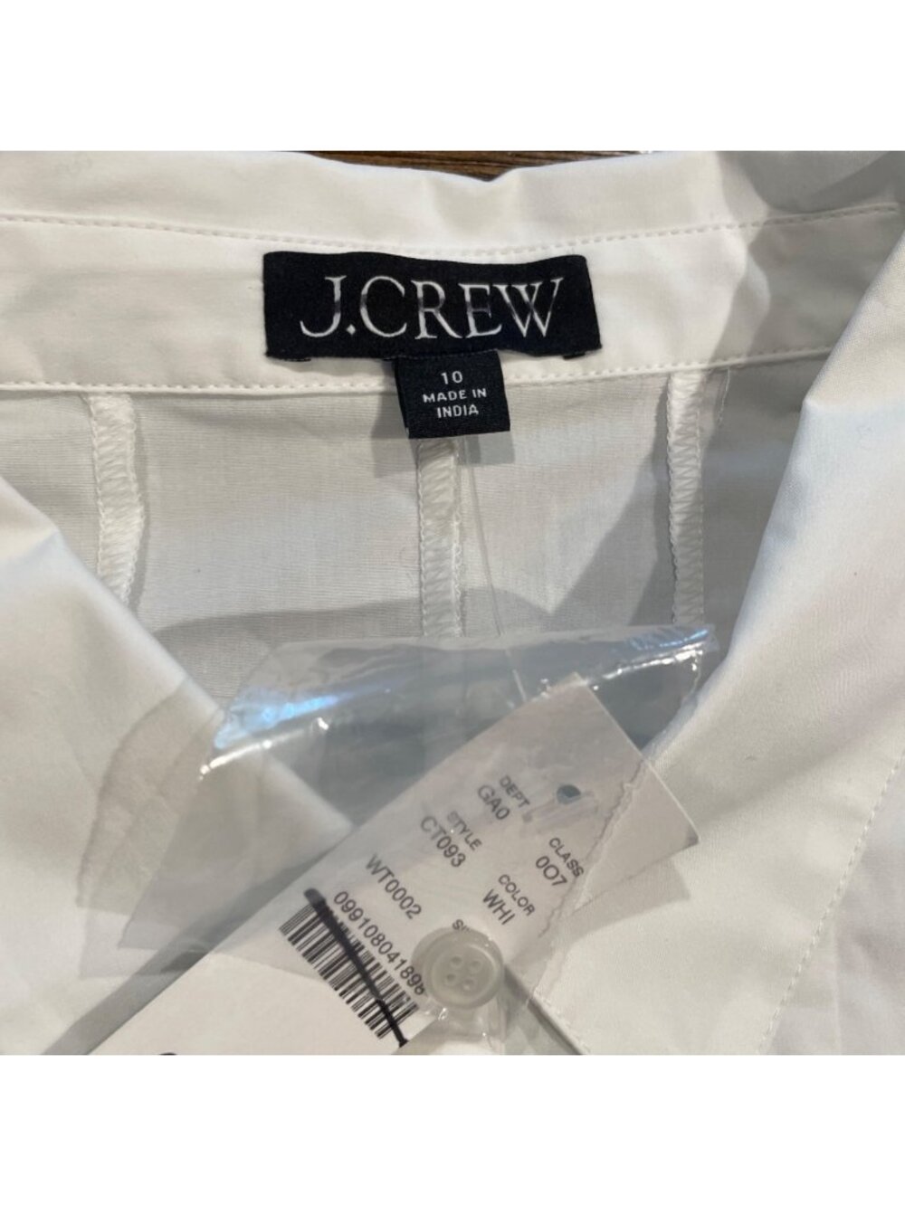 J.Crew Puff-Sleeve Button-Up Shirt Sz 10 White Slim Peplum Top Coquette Romantic - Picture 4 of 15